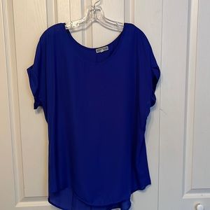 Pleione Royal Blue Cap sleeve blouse with pleated back